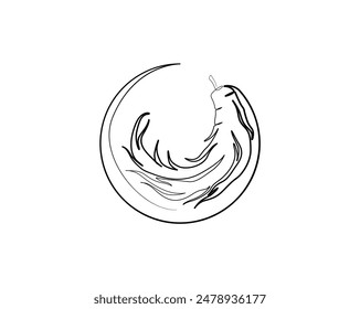 Continuous one line drawing of ginseng root. Ginseng plant single outline vector design. Editable stroke.