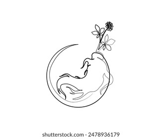 Continuous one line drawing of ginseng root. Ginseng plant single outline vector design. Editable stroke.