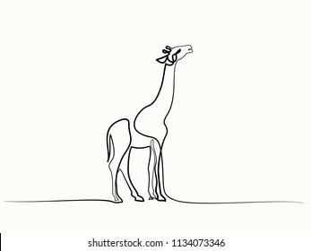 Continuous one line drawing. Giraffe walking symbol. Logo of the giraffe. Vector illustration