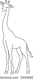 Continuous one line drawing. Giraffe walking symbol. Logo of the giraffe. Vector illustration