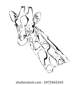 Continuous one line drawing. Giraffe head symbol. Logo of the giraffe. Wild animal. Vector illustration. Wildlife