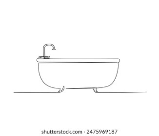 Dibujo continuo de una línea de bañera glamorosa. Ilustración vectorial de contorno de baño simple. Trazo editable.