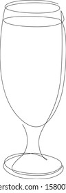 Continuous one line drawing of glass with cocktail, beer or beverage. Vector illustration