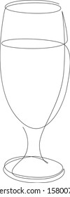 Continuous one line drawing of glass with cocktail, beer or beverage. Vector illustration