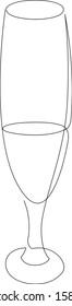 Continuous one line drawing of glass with cocktail, wine or champagne. Vector illustration