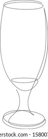 Continuous one line drawing of glass with cocktail, beer or beverage. Vector illustration