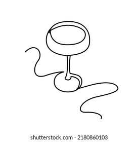 Continuous one line drawing. Glass of Martini drawing. Vector illustration. Continuous one line hand drawn vector illustration. Minimalist trendy contemporary design.