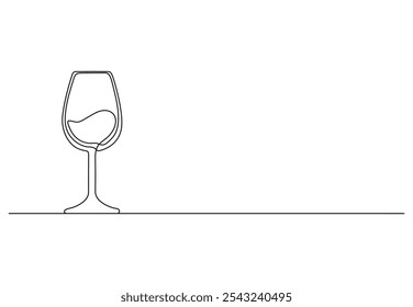 Continuous one line drawing of glass red wine. Minimalist line art of cheering glasses of wine with red spots for logo. Vector illustration