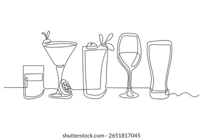 Um desenho contínuo de uma linha de vidro do conceito de símbolo de gelo de cola. Silhueta de espumante frio açúcar beber ícone da tecnologia de limonada. Digital branco linha única esboço desenho vetor ilustração. Editável