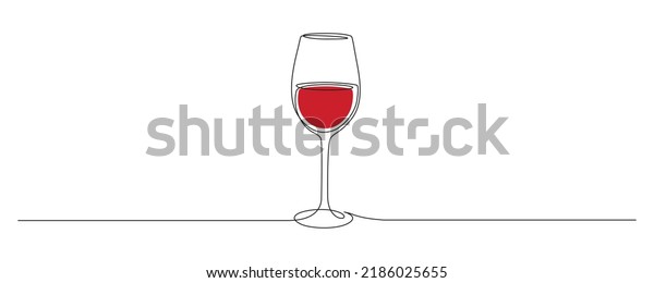 Continuous\
one line drawing of glass of red wine. Minimalist holiday concept\
of celebrate toast and cheering drink in simple linear style.\
Editable stroke. Outline Vector\
illustration