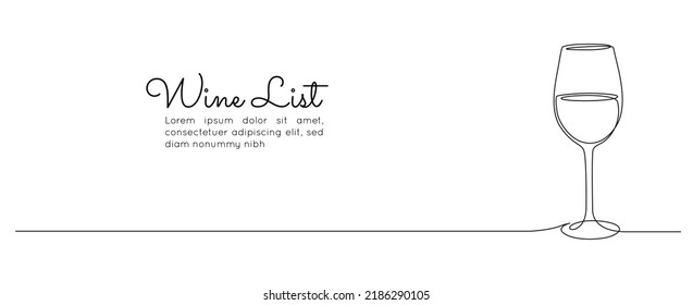 Continuous one line drawing of glasses of red wine. Minimalist menu concept and celebrate toast and cheering drink in simple linear style. Editable stroke. Doodle Vector illustration