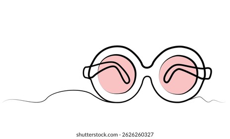 continuous one line drawing of glasses. vector