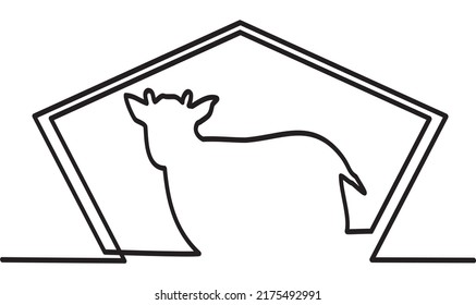 Continuous one line drawing of Goat with half triangle frame. Vector illustration of goat - sheep simple line for greeting card, icon, symbol, logo, emblem, poster.  Editable vector illustration.