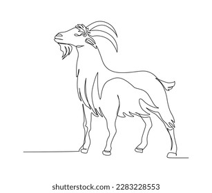 Continuous one line drawing of goat. simple sheep line art vector illustration. Editable stroke.