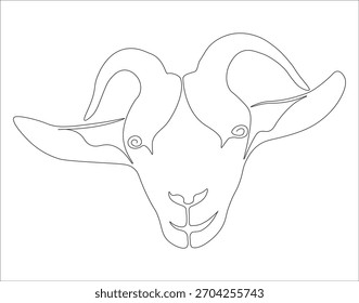 Desenho contínuo de uma linha de cabra. Ilustração de desenho de uma linha de cabra. Conceito caprino linha arte.