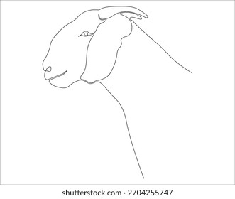 Desenho contínuo de uma linha de cabra. Ilustração de desenho de uma linha de cabra. Conceito caprino linha arte.