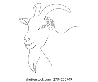 Desenho contínuo de uma linha de cabra. Ilustração de desenho de uma linha de cabra. Conceito caprino linha arte.