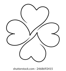 Continuous one line drawing of Good luck leaf clover. Doodle vector illustration