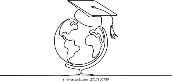 Dibujo continuo de una línea de Globo de graduación. dibujo de icono de una línea
