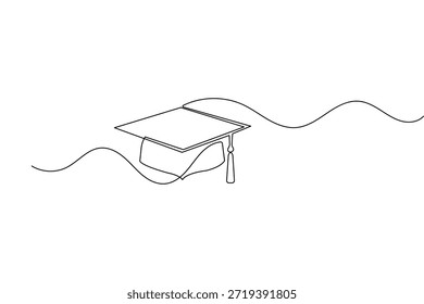 Desenho contínuo de uma linha de um teto de graduação para o sucesso acadêmico