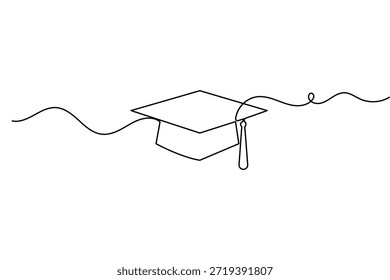 Desenho contínuo de uma linha de um teto de graduação para o sucesso acadêmico