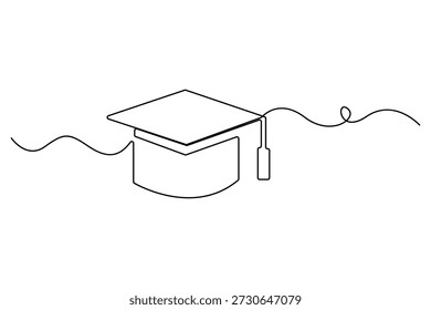 Dibujo continuo de una línea de la Ilustración vectorial del concepto de éxito de la educación de la tapa de graduación
