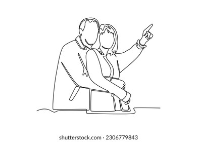 Continuous one line drawing grandparent with children and grandchildren. Grandparents day concept. Single line draw design vector graphic illustration.