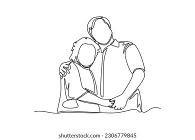 Continuous one line drawing grandparent with children and grandchildren. Grandparents day concept. Single line draw design vector graphic illustration.