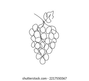 Continuous one line drawing of grapefruit fruit with leaf. Grapefruit hand drawn single line art vector illustration.
