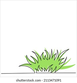 Continuous one line drawing. Grass in the meadow. Hand-drawn vector illustration on white background. Copy space for text