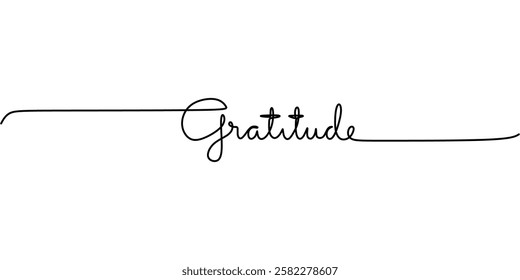 Continuous One line drawing of Gratitude. Expressing gratitude and appreciation. Vector illustration hand drawn.