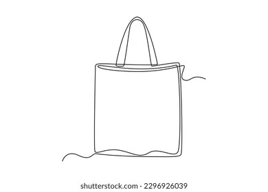 Continuous one line drawing green bag. World environment day concept. Single line draw design vector graphic illustration.