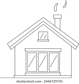 Continuous one line drawing of green little house with garden trees at village. Nature home architecture hand drawn minimalist concept. Modern single line draw design vector graphic illustration.