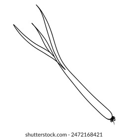 Continuous one line drawing of green onion. Doodle vector illustration