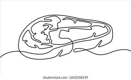 
Desenho contínuo de uma linha de um filé ribeye grelhado. Ilustração contínua de vetor de bife de desenho de uma linha. Linha preta contínua simples bife desenho. Linha contínua única de bife grande