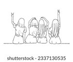 Continuous one line drawing group of friends illustration. Vector illustration.