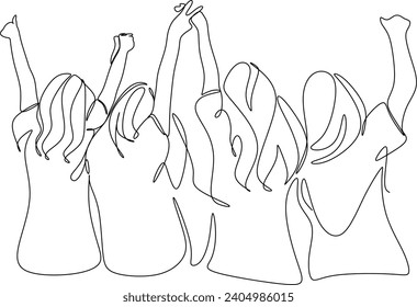 Continuous one line drawing group of friends illustration. Vector illustration without artificial intelligence