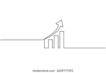 Continuous one line drawing of growing statistics graph. One line drawing illustration of growing graph, Continuous one line drawing of growing statistics graph. One line drawing illustration of growi