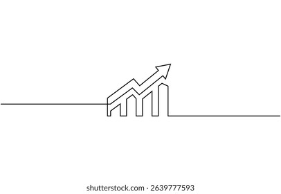 Continuous one line drawing of growing statistics graph. One line drawing illustration of growing graph, Continuous one line drawing of growing statistics graph. One line drawing illustration of growi