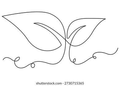 Desenho contínuo de uma linha de planta crescente eco natureza conceito vetor ilustração
