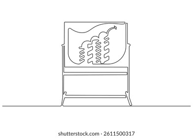 Continuous one line drawing Growth charts in white board. Single line drawing illustration White board with growth chart. Business plan concept vector art. Doodle line illustration.