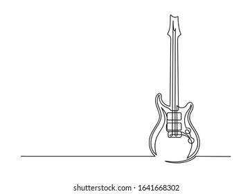 Continuous one line drawing of a guitar. Musical instrument isolated on a white background. Music concept. Vector illustration