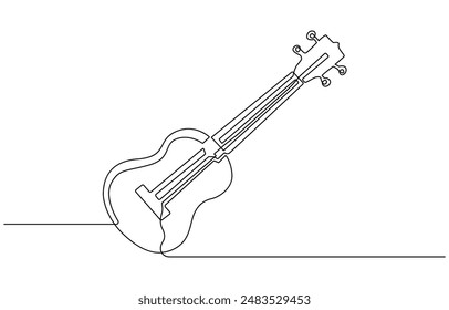 
Continuous one line drawing of a guitar, Guitar one line art. Continuous line drawing of musical, equipment, song, guitar, electric, melody, rock, volume, chord, bass, acoustic with an inscription, 