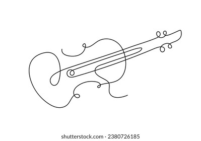 Continuous one line drawing of a guitar.Vector illustration