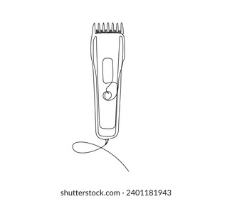 Continuous one line drawing of hair clipper. barbershop hair clipper outline vector illustration. Editable stroke.