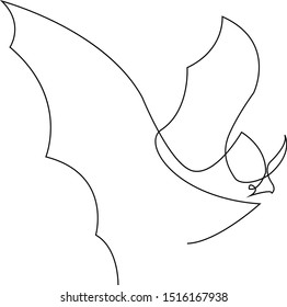 Continuous one line drawing. Halloween bat silhouette. Vector illustration - Shutterstock ID 1516167938