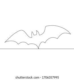 Continuous one line drawing. Halloween bat silhouette. illustration