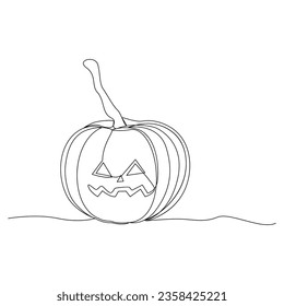 continuous one line drawing of halloween pumpkin vector illustration 