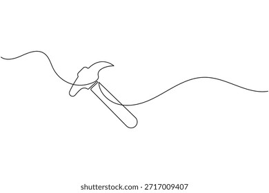Desenho contínuo de uma linha de uma carpintaria de martelo e ícone de construção