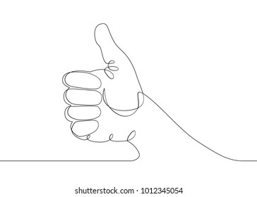 Continuous one line drawing hand palm fingers gestures. Hand showing great sign